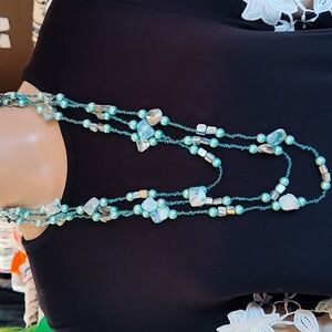 Beautiful Tri Strand Beaded Necklace